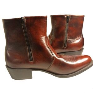 Durango Truckn Brown Leather Western Zip Dress Casual Pointed Toe Boots …